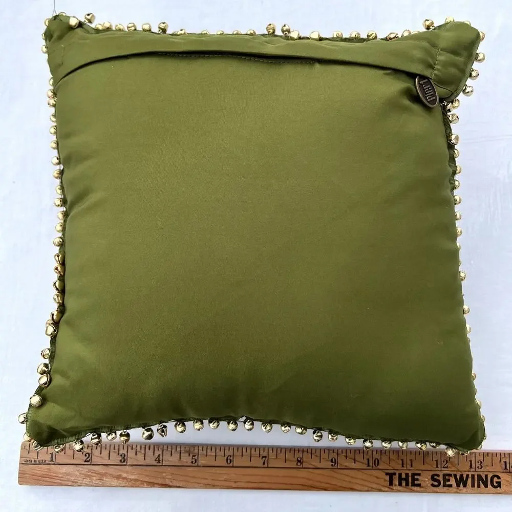 Festive Pillow Lot 2 Crate & Barrel Pier 1 Beaded Jingle Bells Removable Covers